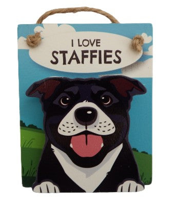 I Love Staffies Black & White Pet Pegs