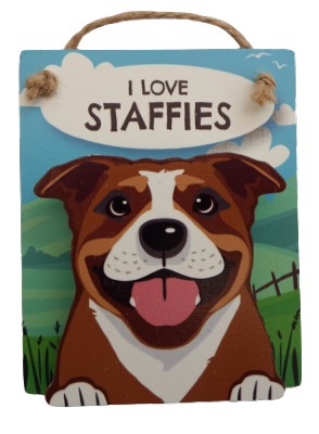 I love Staffies Red & White Pet Pegs
