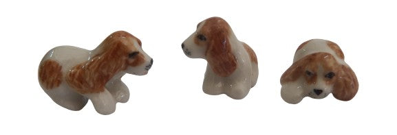 king Charles mini Dogs Brown White Set 3