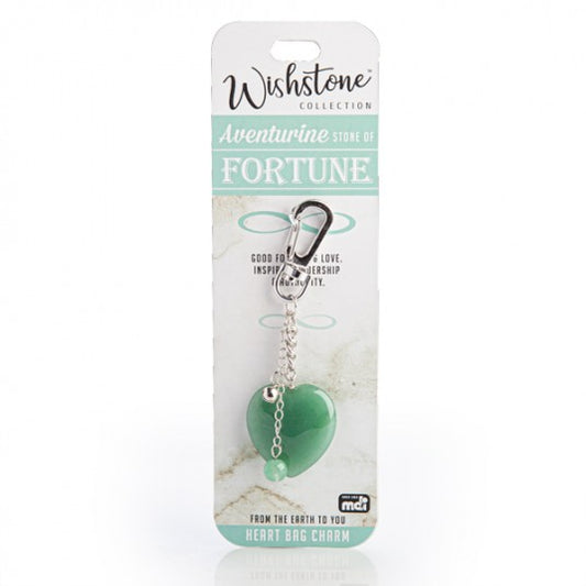 Adventurine Heart Bag Charm Wish Stone