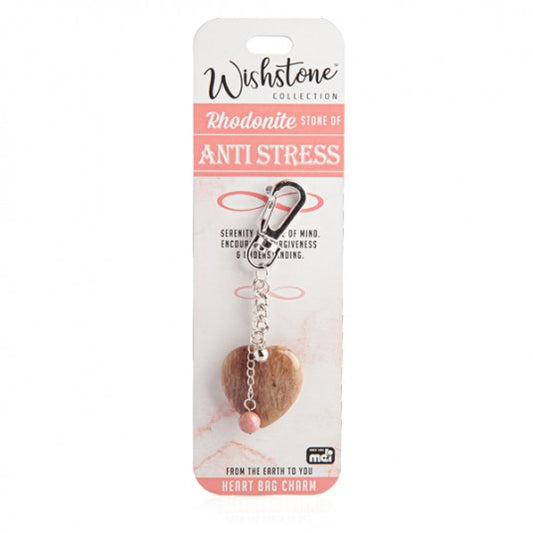 Rhodonite Heart Bag Charm wishstone
