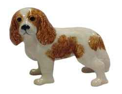 Cavalier King Charles Spaniel brown white Ceramic Miniature Dog Figurine