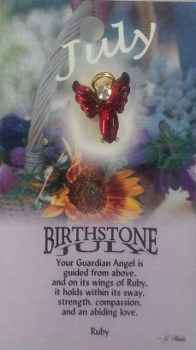 Guardian Angel Birthstone Lapel Pin -July