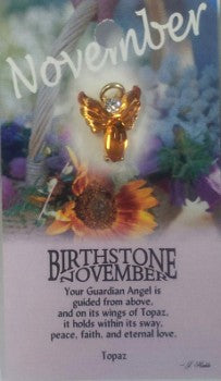 image GUARDIAN ANGEL BIRTHSTONE LAPEL PIN -  November