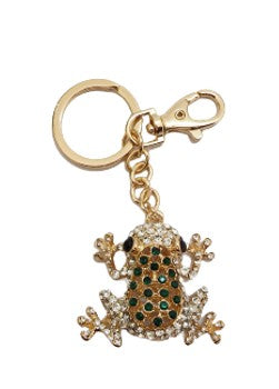 Frog crystal /Green  Bling  Keyring Bag Clip