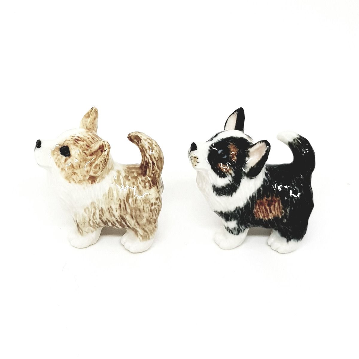 Corgi Puppy Miniature Porcelain  figurine Set