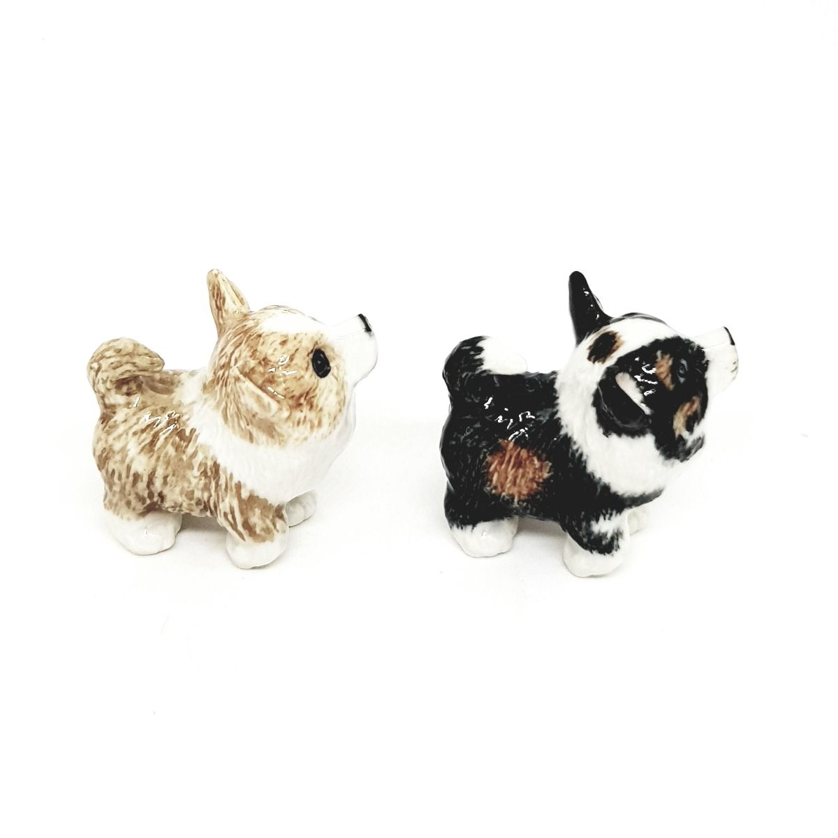 Corgi Puppy Miniature Porcelain  figurine Set