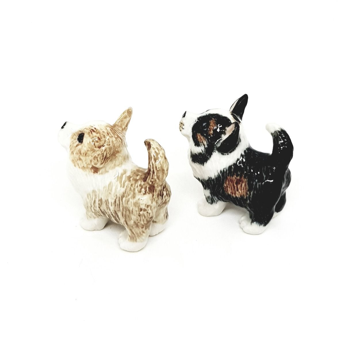 Corgi Puppy Miniature Porcelain  figurine Set