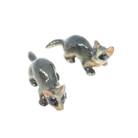 Ferret  set 2 porcelain animal miniature figurine