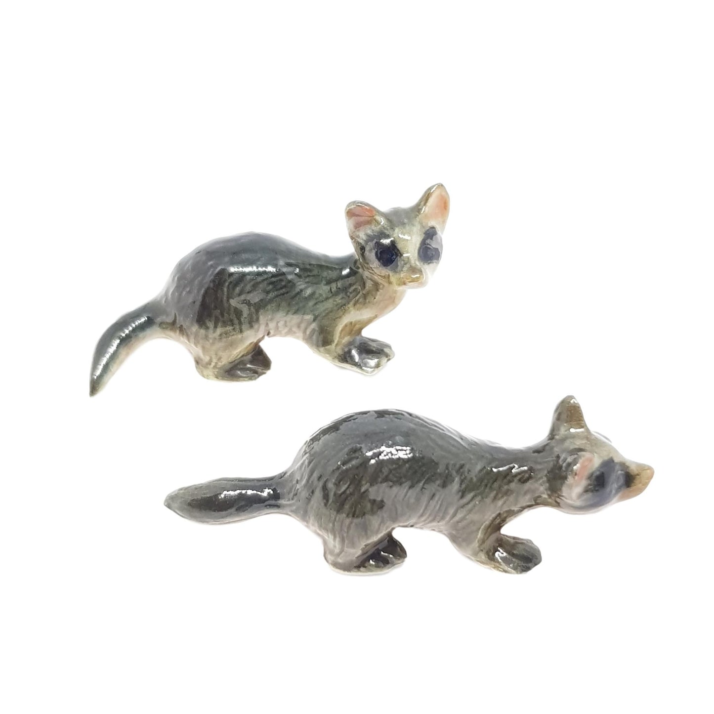 Ferret set 2 porcelain animal miniature figurine