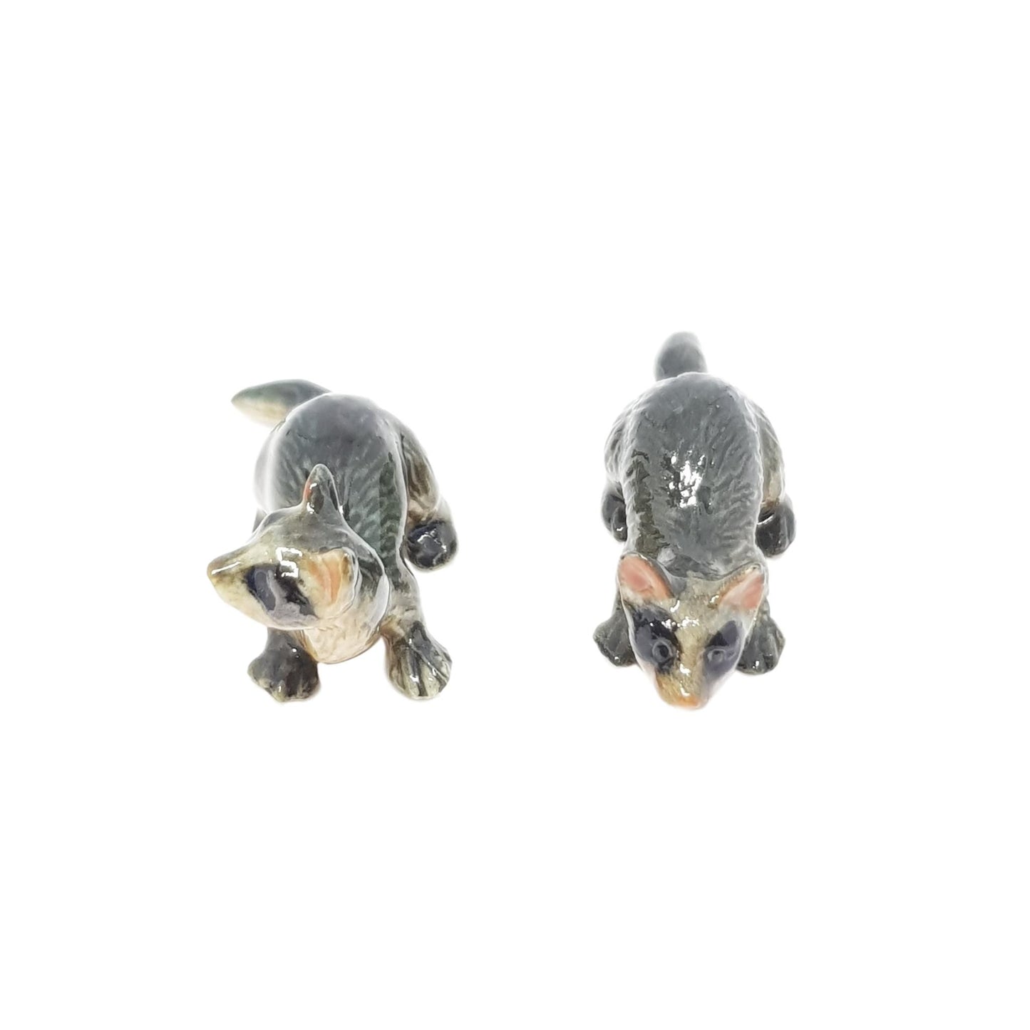 Ferret  set 2 porcelain animal miniature figurine