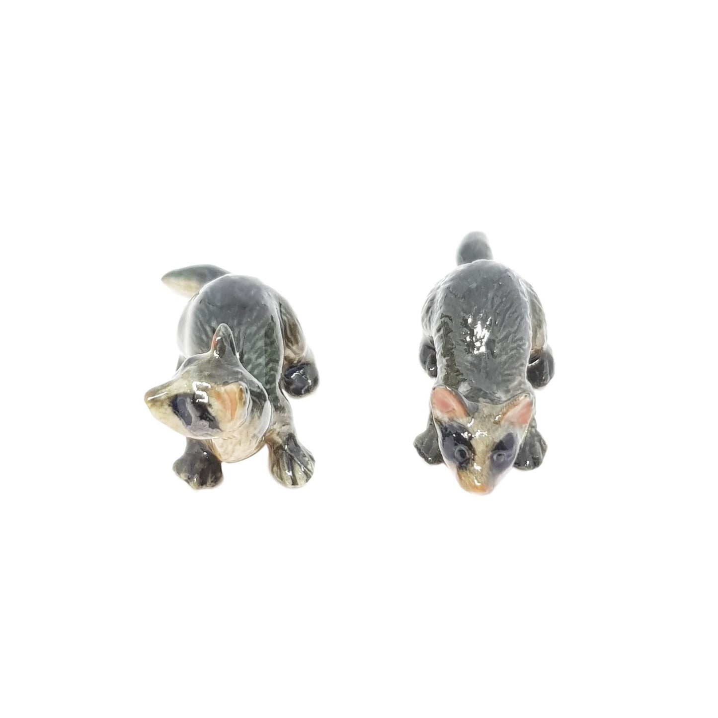 Ferret set 2 porcelain animal miniature figurine