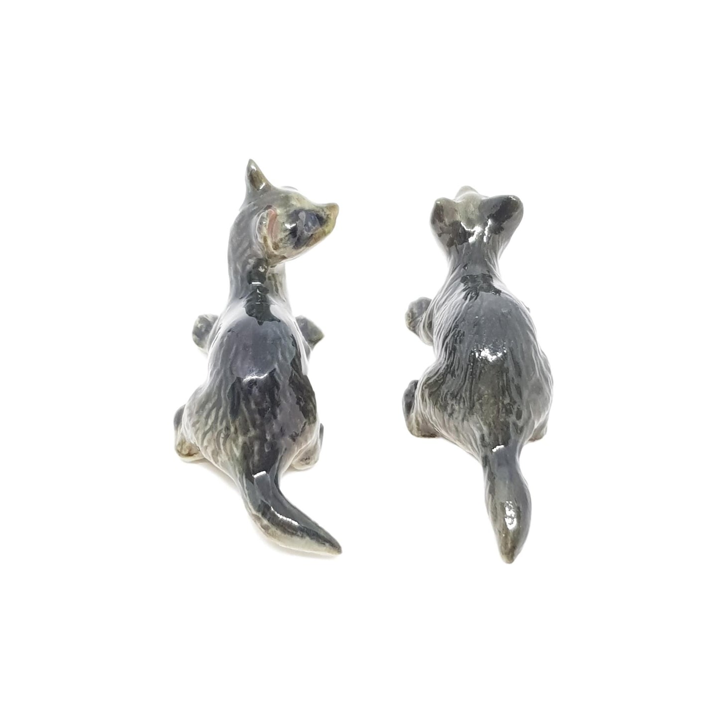 Ferret set 2 porcelain animal miniature figurine