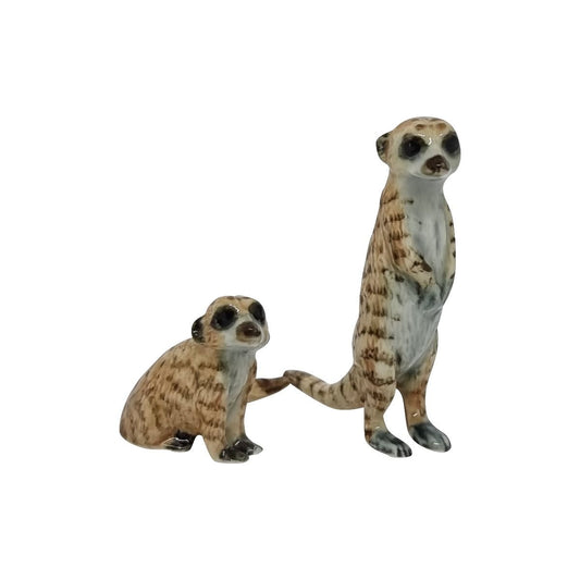 Meerkat set of 2 Ceramic Miniature Figurine