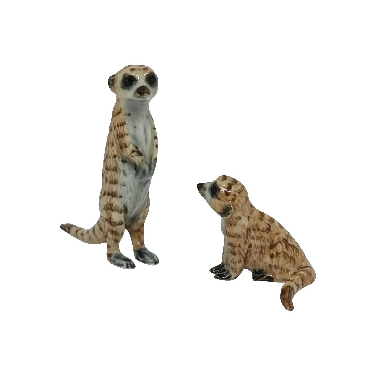 Meerkat set of 2 Ceramic Miniature Figurine