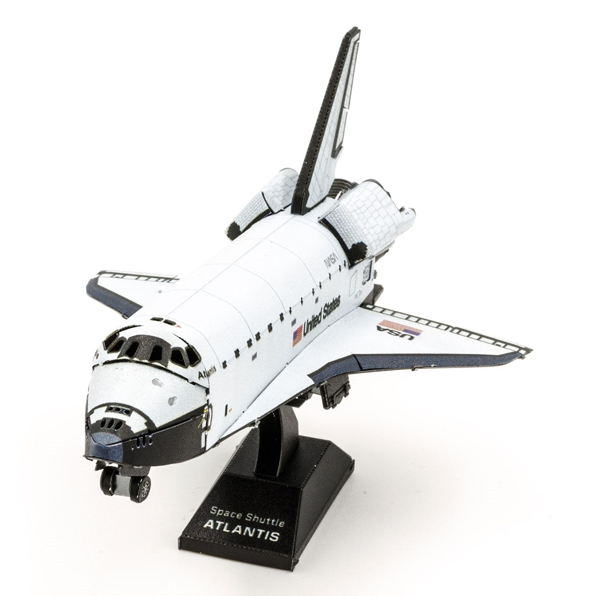 Model of the Space Shuttle Atlantis on a white background