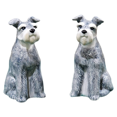 Schnauzer Set of Two Ceramic Miniature Figurines