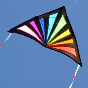 Colorful kite against a clear blue sky