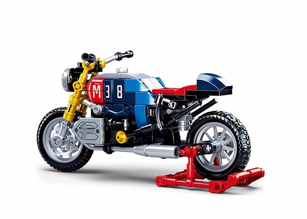 Toy motorcycle model on a white background