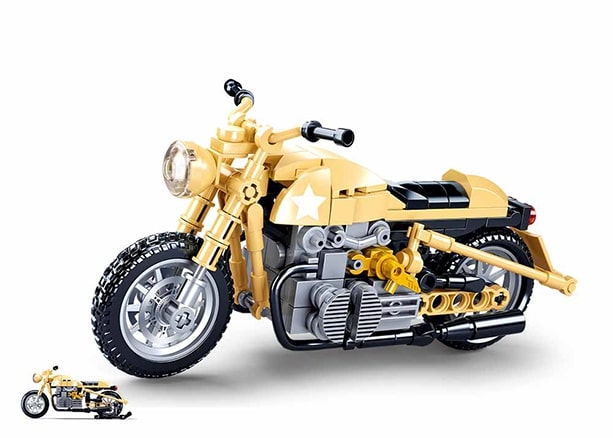 Toy motorcycle model on a white background