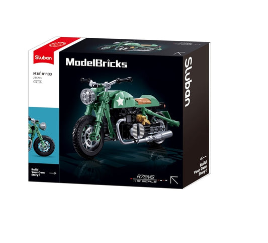 ModelBricks Sluban toy motorcycle building set packaging on a white background