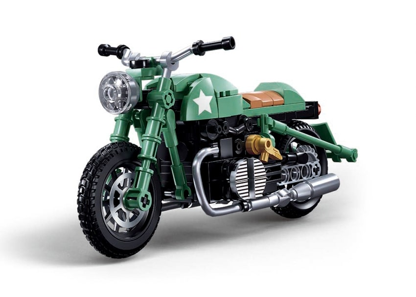 Toy motorcycle model on a white background