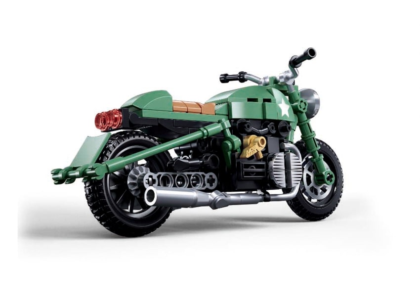 Green motorcycle model on a white background
