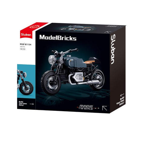 ModelBricks motorcycle building set packaging with Sluban branding on a white background