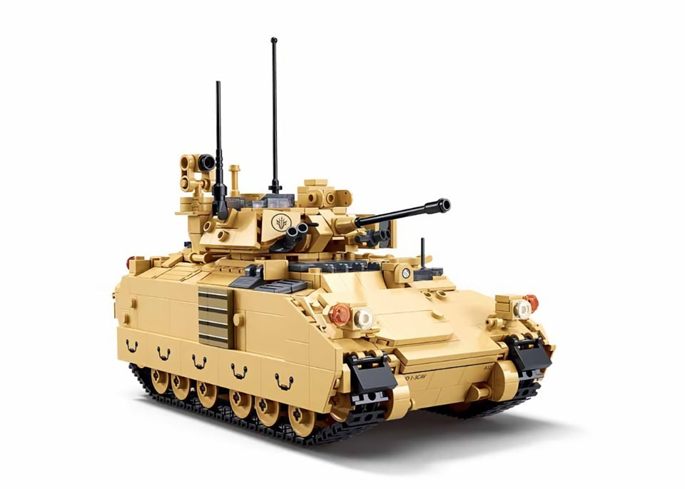 Toy tank model on a white background