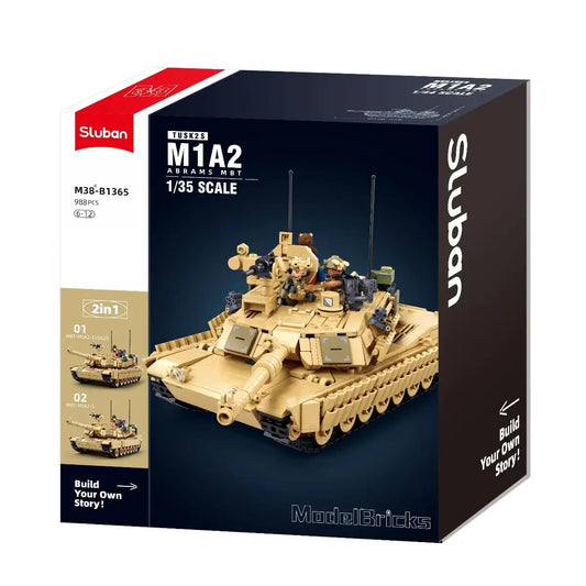 Sluban M1A2 tank model kit packaging on a white background