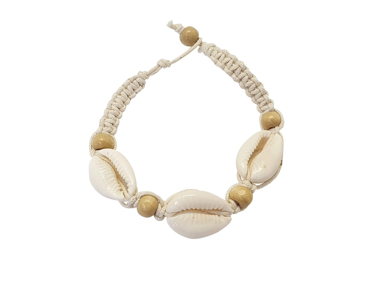 B149 woven cotton  three cowrie shells