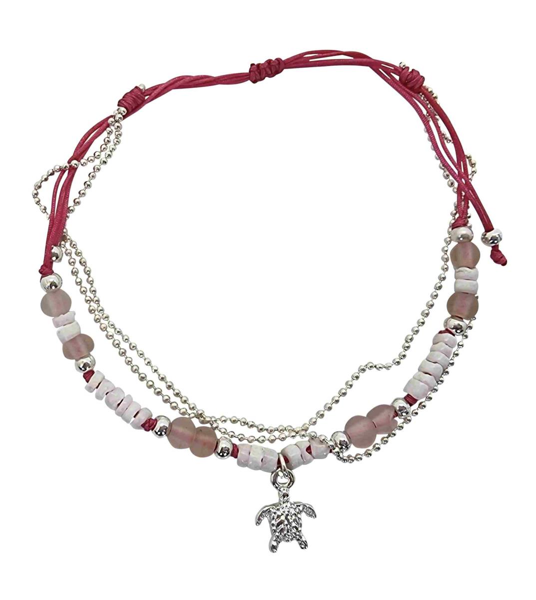 B221 BRACELET CORD, BEADS & METAL CHAIN WITH CHARMS