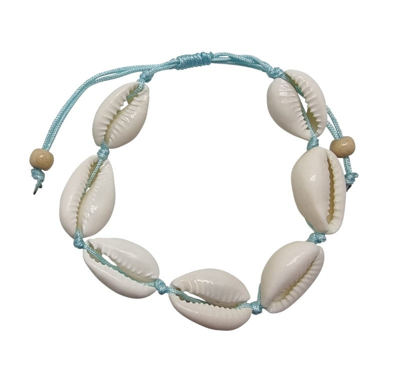 B265 Bracelet  natural cowrie in double cotton cord