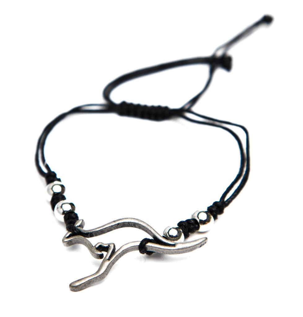 B578 Cord bracelet kangaroo metal charm