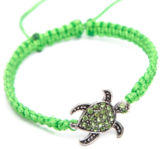 B831 bracelet woven cotton rhinestone turtle