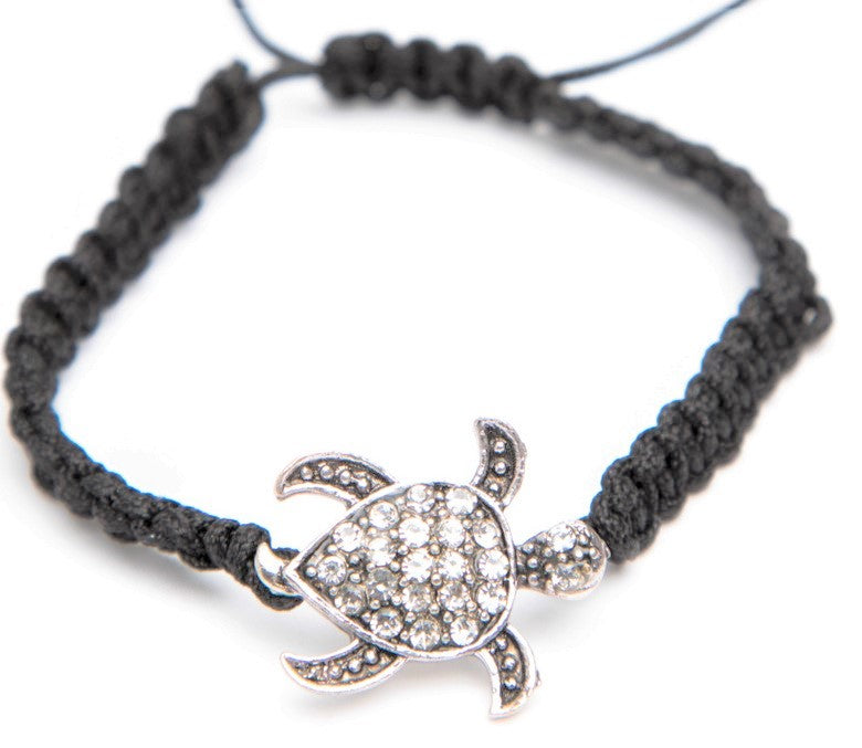 B831 bracelet woven cotton rhinestone turtle