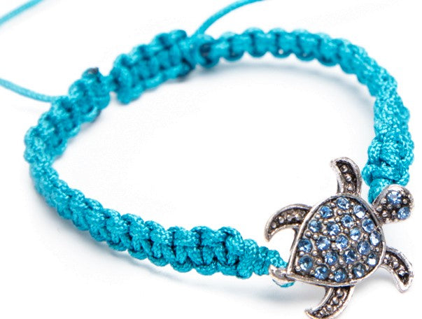 B831 bracelet woven cotton rhinestone turtle