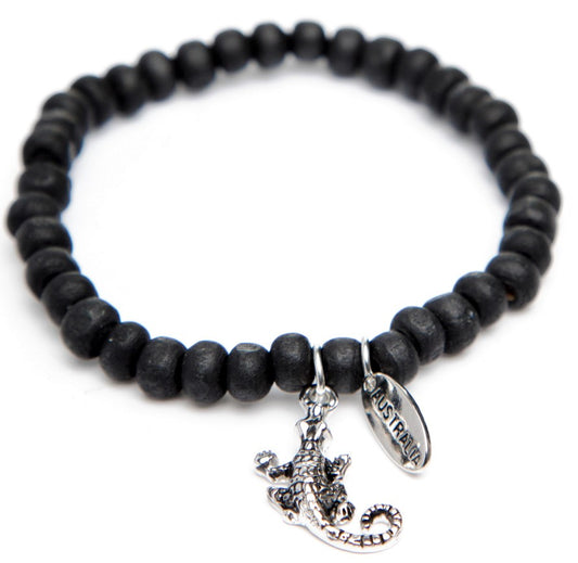 B875 bracelet wooden beads crocodile