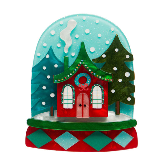 Seasonal Snow Globe Erstwilder Brooch