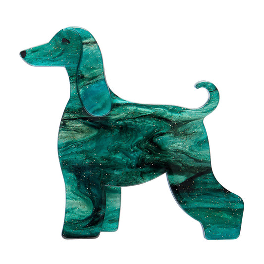 Marble-patterned dog-shaped object on a white background