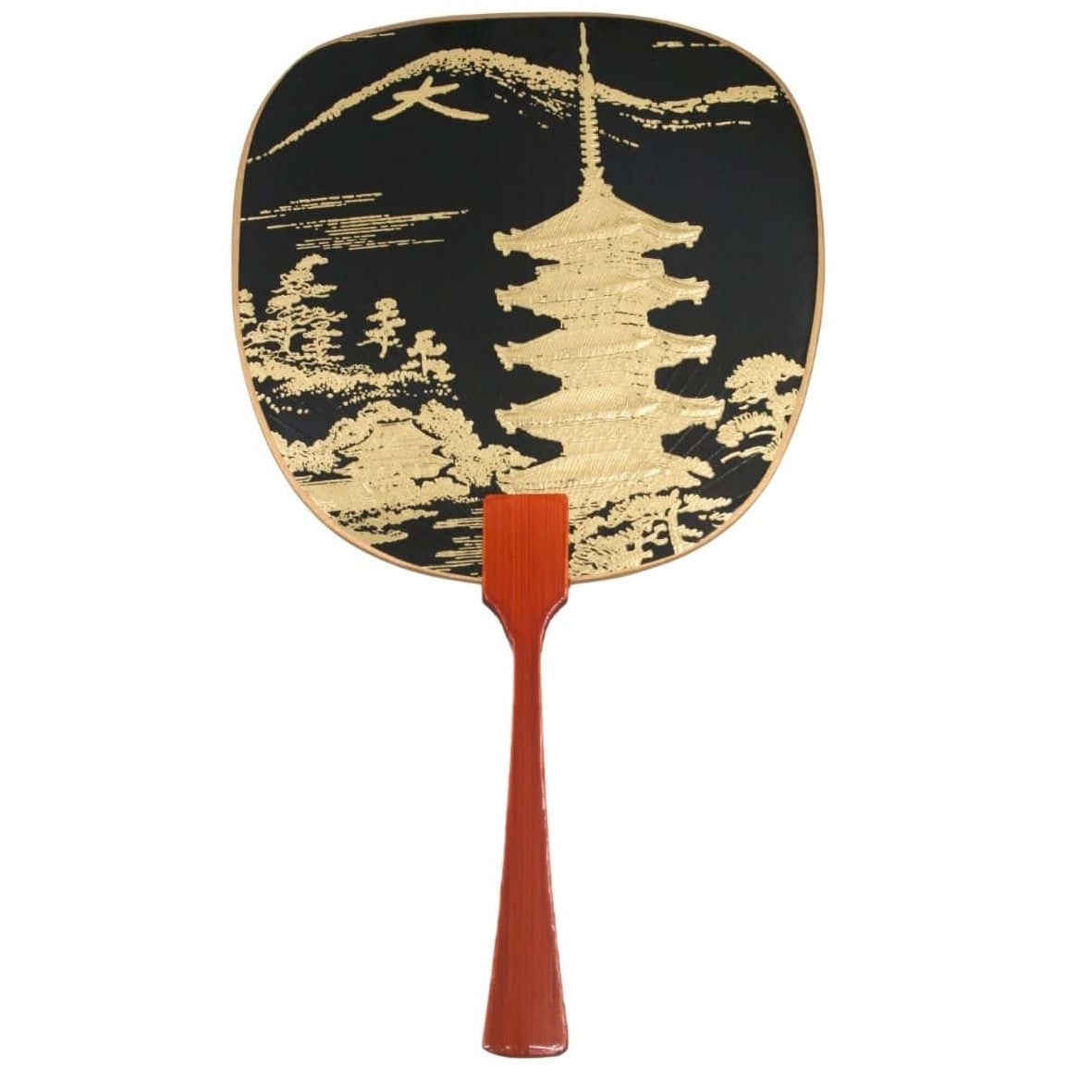 Fukui Fan Cards Large Black & Gold Temple