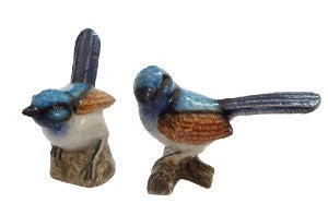 Blue Wren Male   set 2 Miniature Figurine