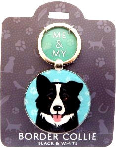 Me & My Pet Dog Keyring Border Collie Black & White