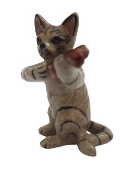 image Cat Playing the Fiddle porcelain Miniature Figurine