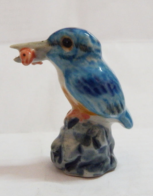 Kingfisher Eating Fish Porcelain Figurine