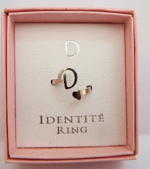  rings in stainless steel  in a pink box with 'IDENTITE RING D  text.