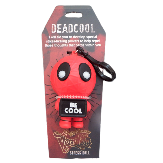 Red stress doll with 'Be Cool' message on packaging