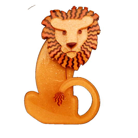  lion-shaped Erstwilder Brooch on a white background