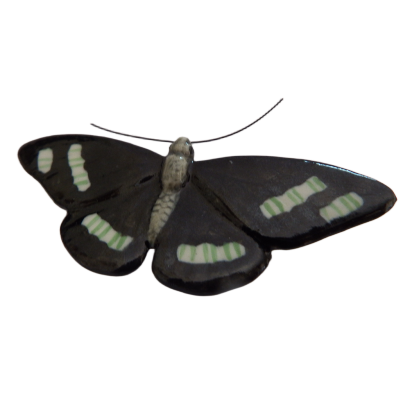 Black Open Wing Butterfly Figurine on white background