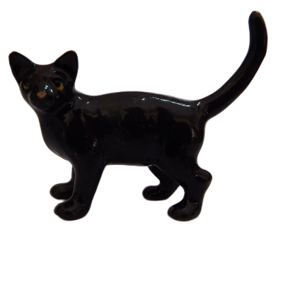 Black cat figurine on a white background